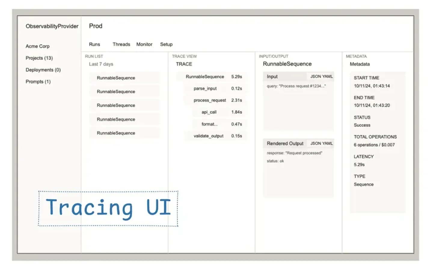 Tracing UI example