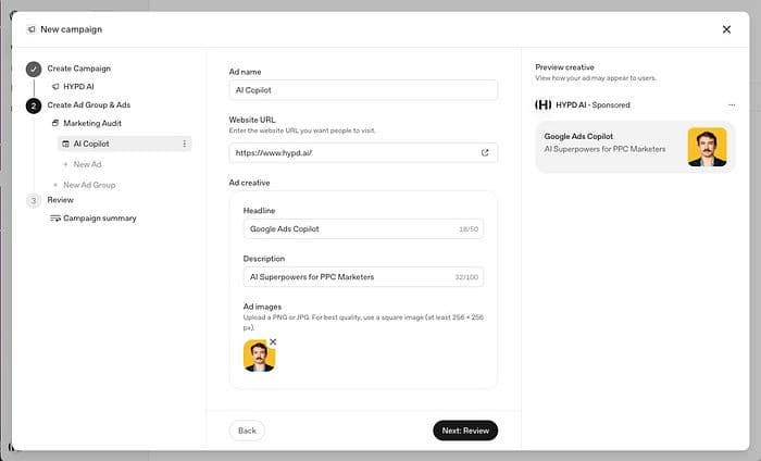 OpenAI Ads Manager — Ad View